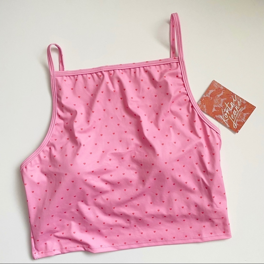Kortni Jeane || Pink Hearts Bathing Suit Crop Top 2XL‎ NWT